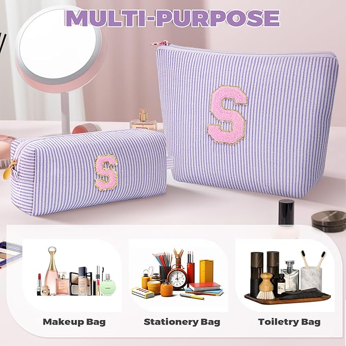 Gifts for Girls Teens Kids - Birthday Gift for Daughter Sister Her,Travel Essentials,Teen Girl Essentials,Cute Trendy Stuff Makeup Bag Set Cosmetic Bag - Lavender,S