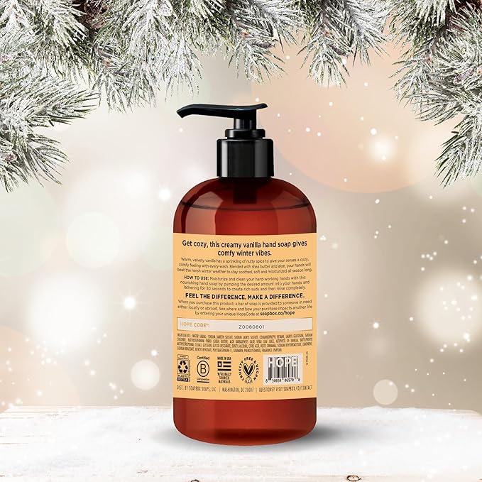 Soapbox Spiced Vanilla & Frosted Pomegranate Liquid Hand Soap, Moisturizing Hand Wash - Gentle Cleanser for Hands - Clean Ingredients Free of Harsh Chemicals, Sulfates, Parabens & Silicones - 4 Pack