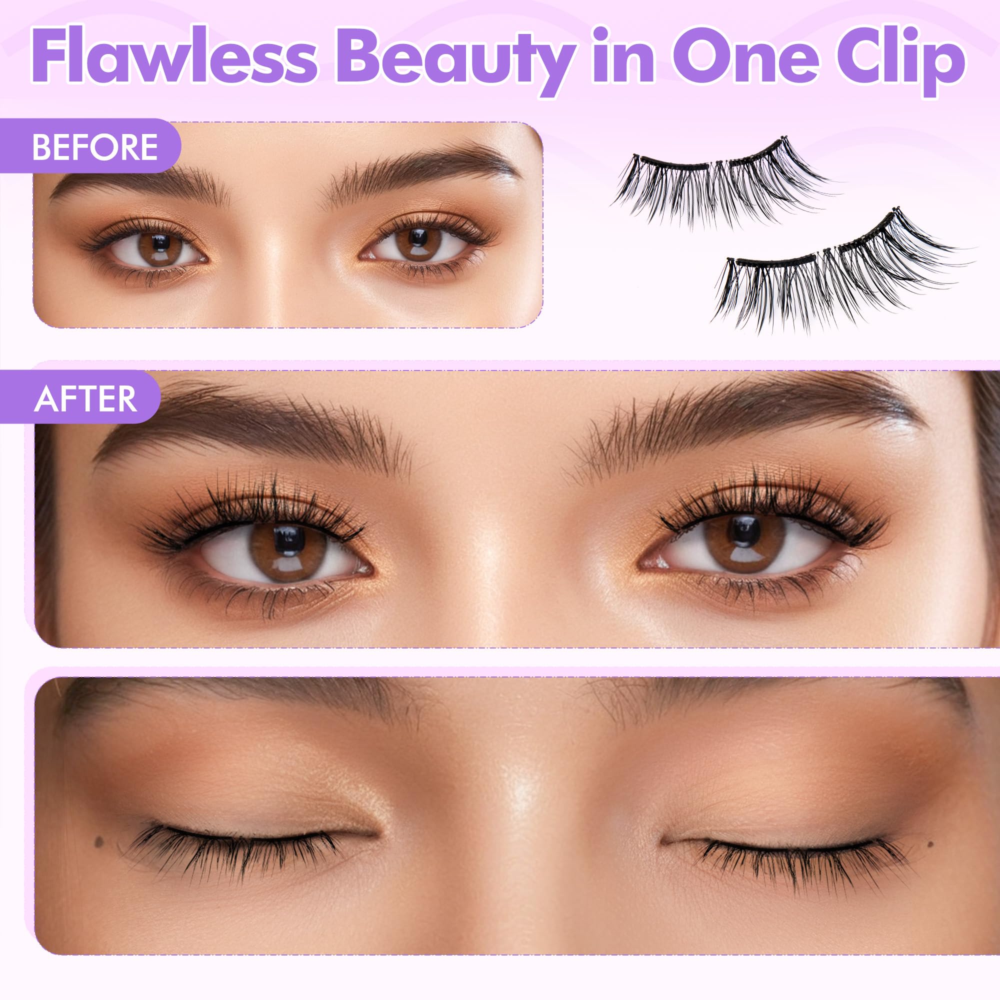 Bepholan Soft Magnetic Eyelashes, Reusable Magnetic Lashes with Applicator, Glue-free Natural Fake Lashes without Eyeliner, Easy to Wear and Remove (CS100)