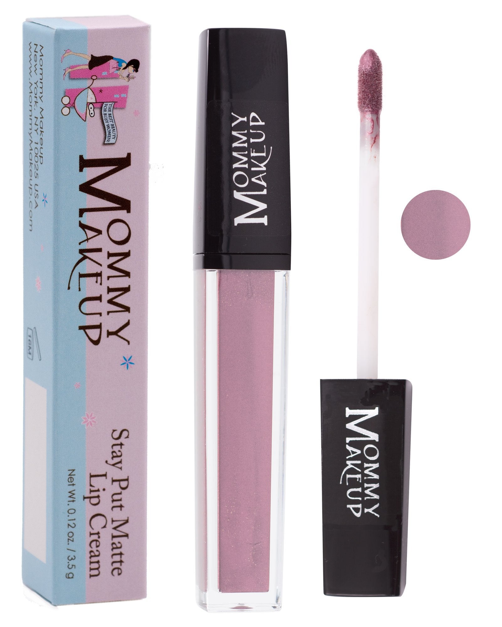 Mommy Makeup Stay Put Matte Lip Cream, Kiss-proof Lipstick (Roxie)