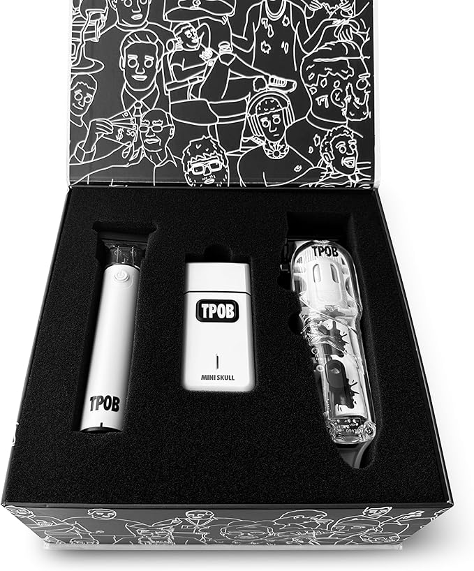 TPOB Slime 2 Barber Hair Clippers Trimmer Shaver Set for Men with Matte White Case and Fade Blade