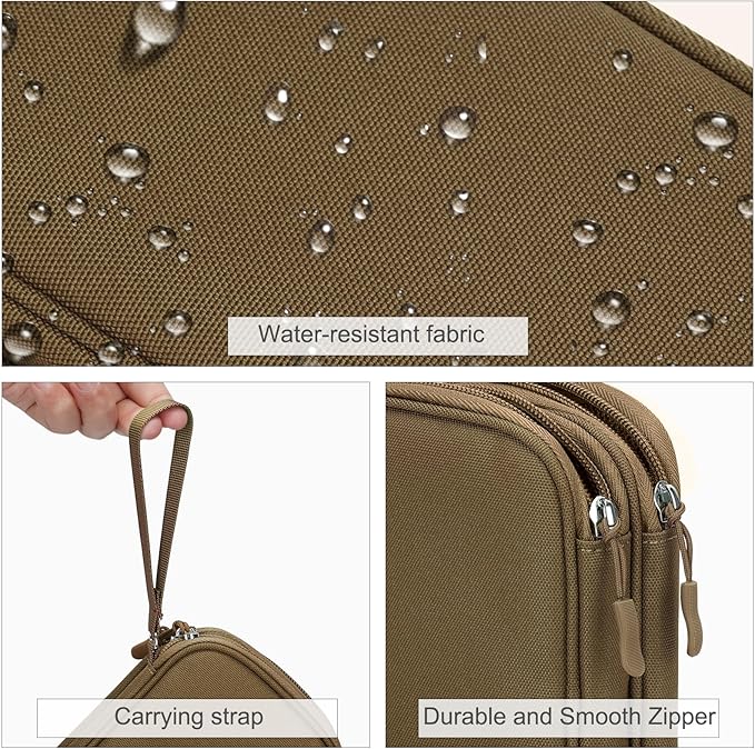FYY Electronic Organizer, Travel Tech Pouch Bag, Medium, Brown