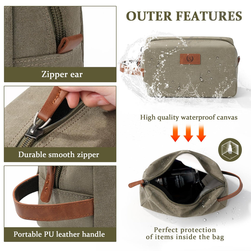 Travel Size Essentials Canvas Toiletry Makeup Bag Olive Green (Initial D)