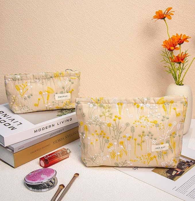 getgto 2 Pcs Makeup Bags, Large Cosmetic Bag Travel Toiletry Bag