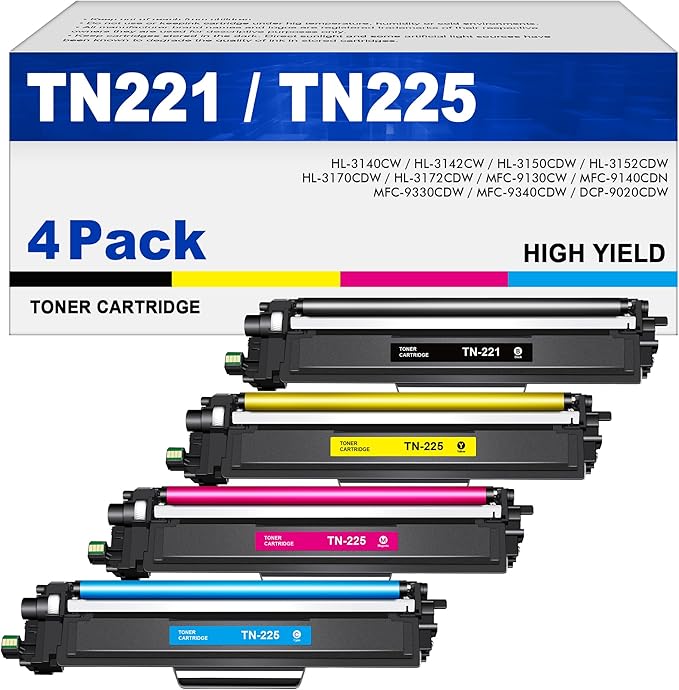 TN221 TN225 Toner Cartridges Compatible with Brother TN221 TN225 MFC-9130CW