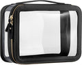 Vorey Large Clear Makeup Bag for Women, Portable Travel Makeup Bag Organizer Waterproof Toiletry Bag Cute Makeup Bags Cosmetic Bag Makeup Pouch, Black