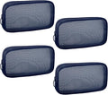 Sinzip 4 Pieces Mini Zipper Nylon Mesh Pouch, Mesh Cosmetic Bags Makeup Bags, Multipurpose Travel Toiletry Bags for Office Supplies and Travel Accessories (Navy Blue, M)
