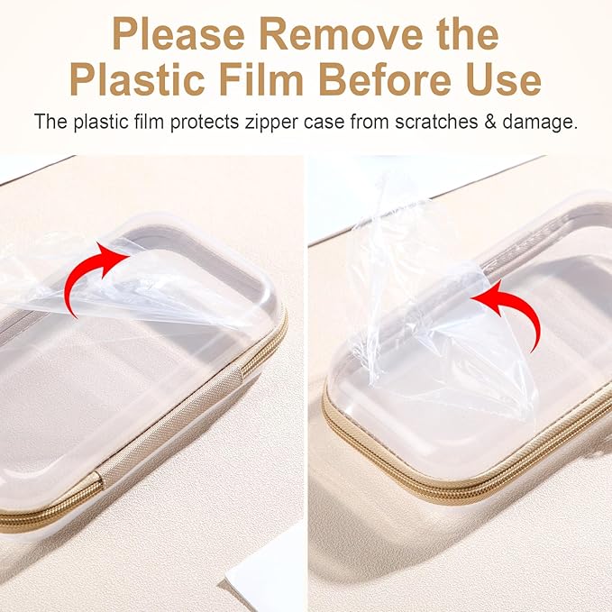 Hoolerry 4 Pcs Hard Clear Zipper Case Makeup Bags Plastic Zipper Pouch Transparent Storage Box Containers for Cosmetics, Snacks, Building Blocks, Puzzles(Clear,7.5 x 3.9 x 2 in,Soft Colors)