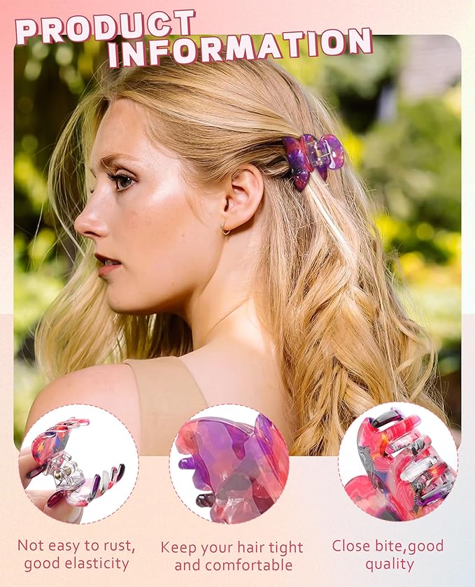 CHLINS 12 Pcs Small Hair Clips for Women, Cute Acrylic Mini Claw Clips Accessories for Thin Fine Hair, Non-Slip Little Jaw Clamps for Half Updo Styling & Bangs