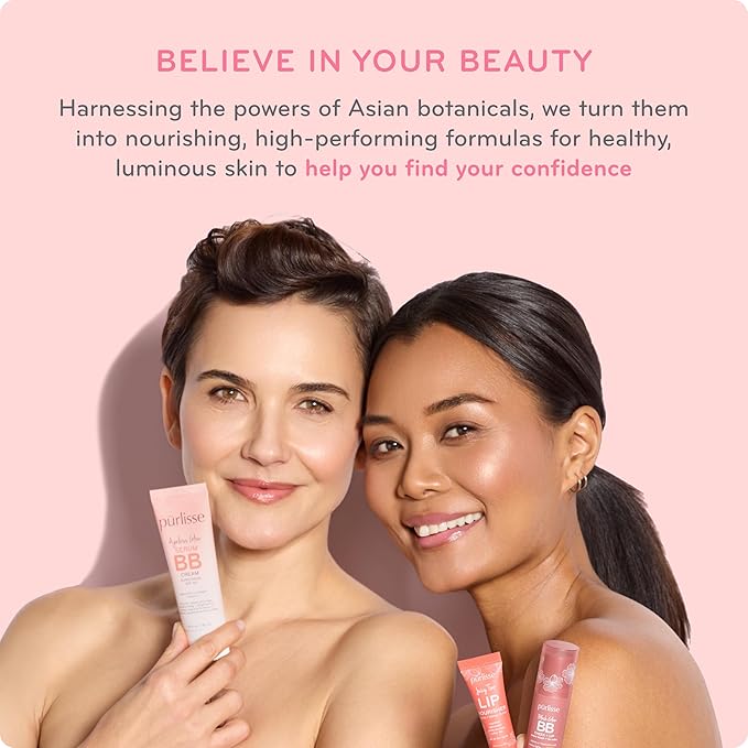 pūrlisse Perfect Glow BB Cream SPF 30 - Luminous Matte Tinted Moisturizer with SPF - Korean Skin Care Formula with Goji & Hawthorn Berry to Hydrate, Brighten & Even Skin - Tan Deep (1.4 oz)