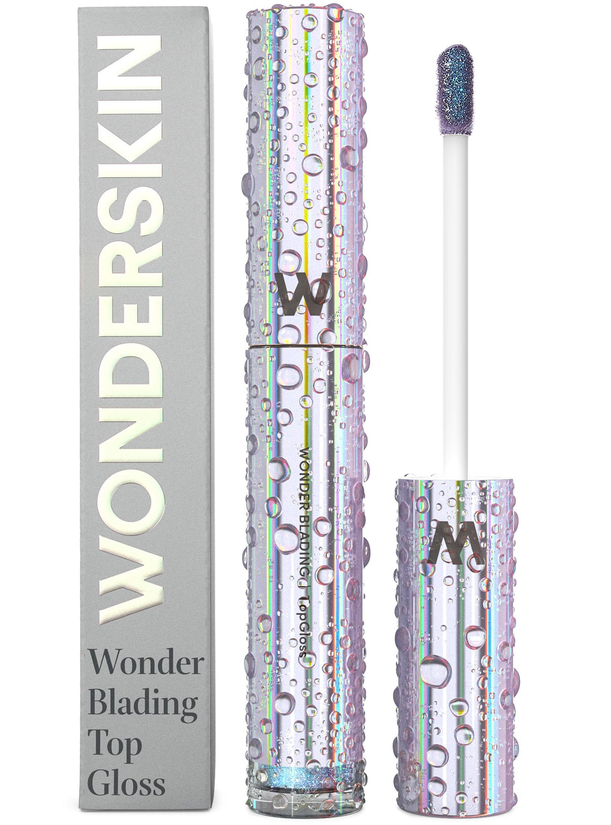 Wonderskin Lip Gloss - Blue Glitter Top Gloss, Long Lasting Gloss