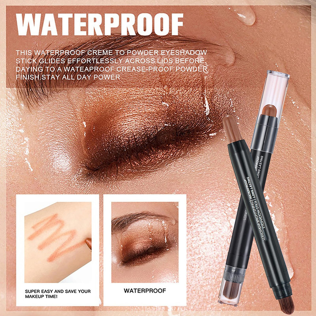 Melsintern Dark Brown Dual Ended Eyeshadow Stick 12 Colors Matte and Shimmer Waterproof Long Lasting Creamy Eyeshadow Pencil for Smokey Eye Natural Everyday Makeup