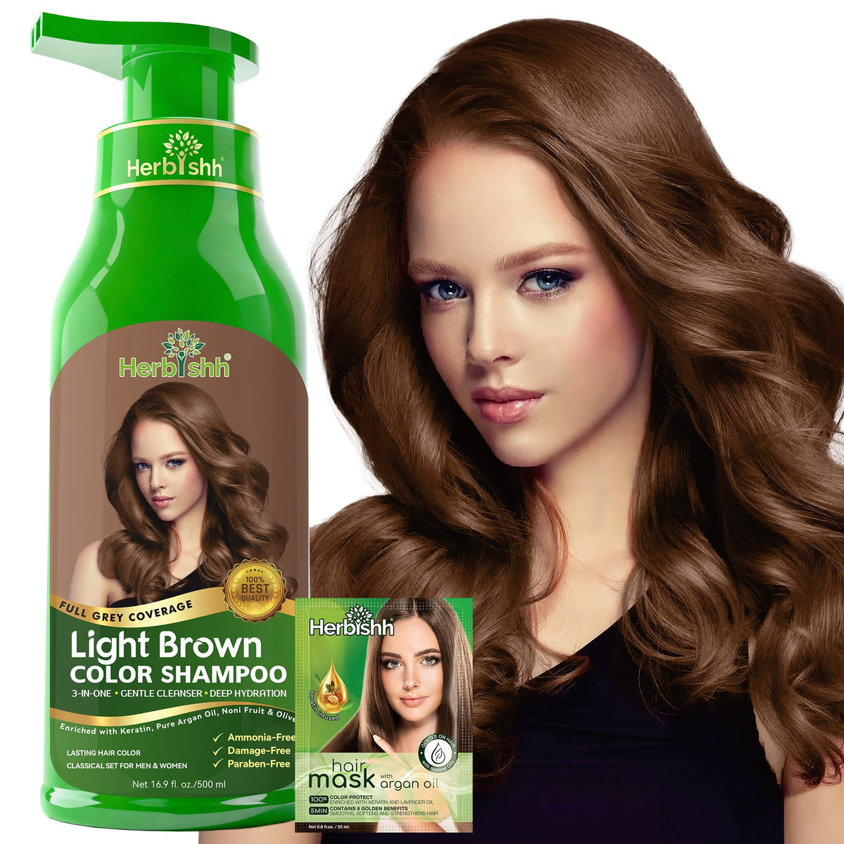 Herbishh Grape Red Hair Dye Shampoo for Gray Hair Coverage 500ml