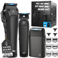 Royal Clips Hair and Beard Fade Kit 2.0 – Professional Clipper, Trimmer & Foil Shaver Bundle for Men, Complete Haircut Set for Barbers – Ideal Holiday Gift for Men, Fathers, Brothers & Barbers - Black