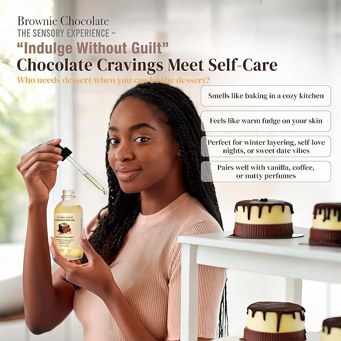 Soothing House Brownie Chocolate Body Oil - Moisturizing Sweet Body Oil for Soft, Glowing, Radiant Skin (4 fl oz)