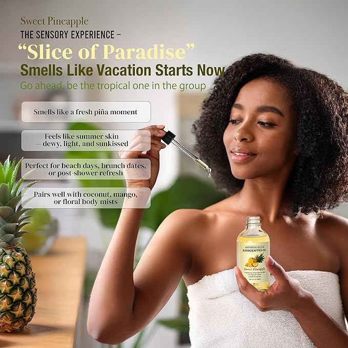 Soothing House Sweet Pineapple Body Oil - Moisturizing Body Oil for Soft, Glowing Skin with Almond & Jojoba Oil (4 fl oz)