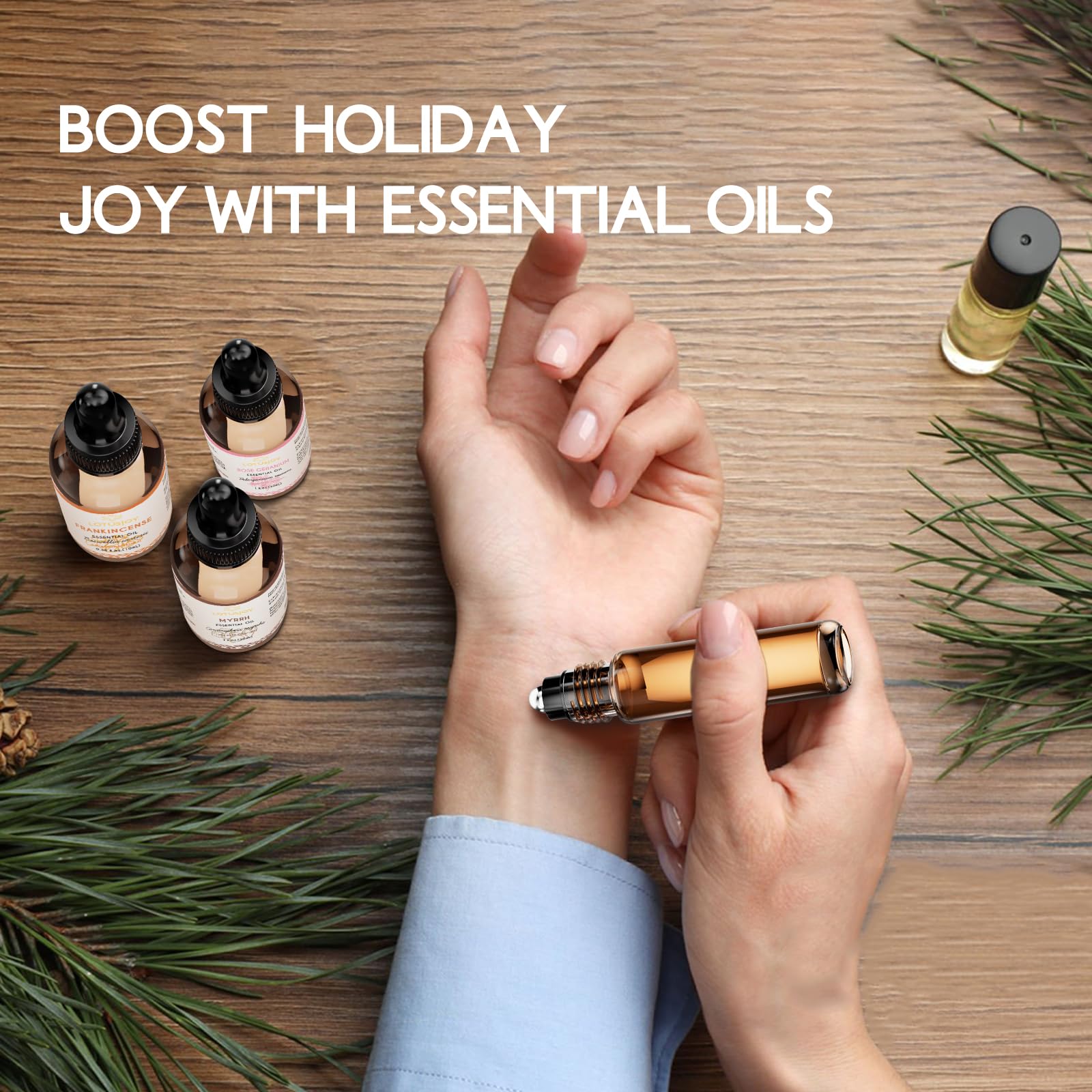 LOTUSJOY Rose Otto Essential Oil, for Skin, Massage, Diffuser, 0.34 Oz