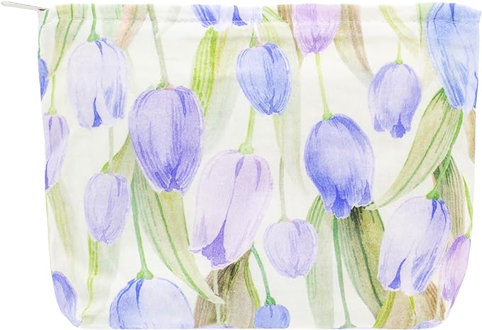 Flat Makeup Bag for Women,Zipper Cosmetic Pouch for Purse,Tulip Purple