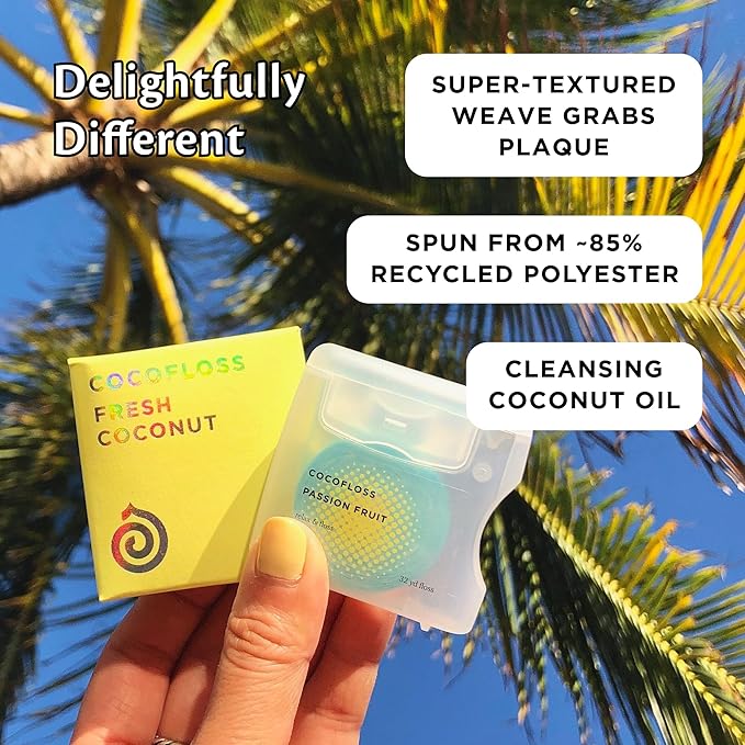 Cocofloss Expanding Woven Dental Floss by COCOLAB, Coconut Scent, 4-Pack
