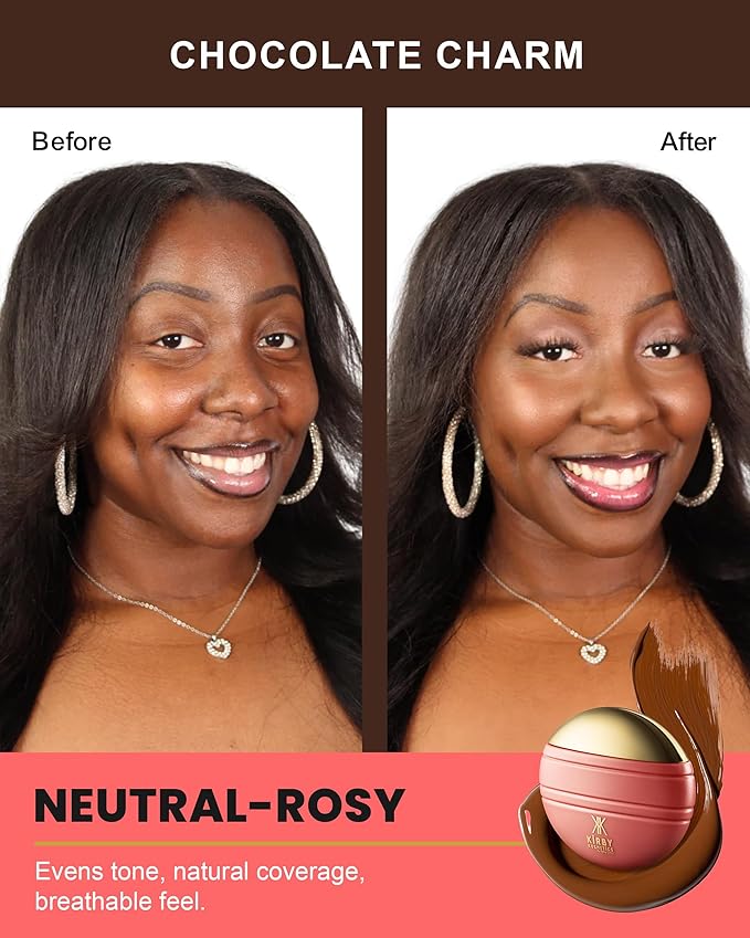 Kirby Kosmetics Konfident Glow Skin Tint – Chocolate Charm Hydrating Oil-Free Glass-Skin Foundation, Buildable Light-to-Medium Coverage, 30 ml – Inclusive Clean Makeup for Radiant Confidence