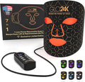 GLO24K LED Face Mask Light Therapy – Red Light Therapy Mask with 7 Color Modes, Infrared LED Facial Mask, Rechargeable Skin Care Device for At-Home Use