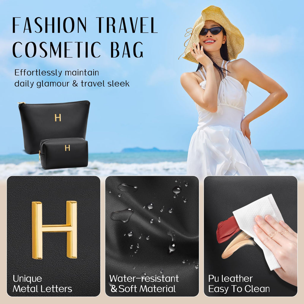 CLOUDWINGS Gifts for Women Girls Personalized Initial Travel Makeup Bag