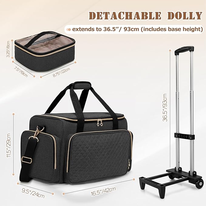 LUXJA Rolling Makeup Case with 3 Removable Makeup Bags and 1 Brush Holder