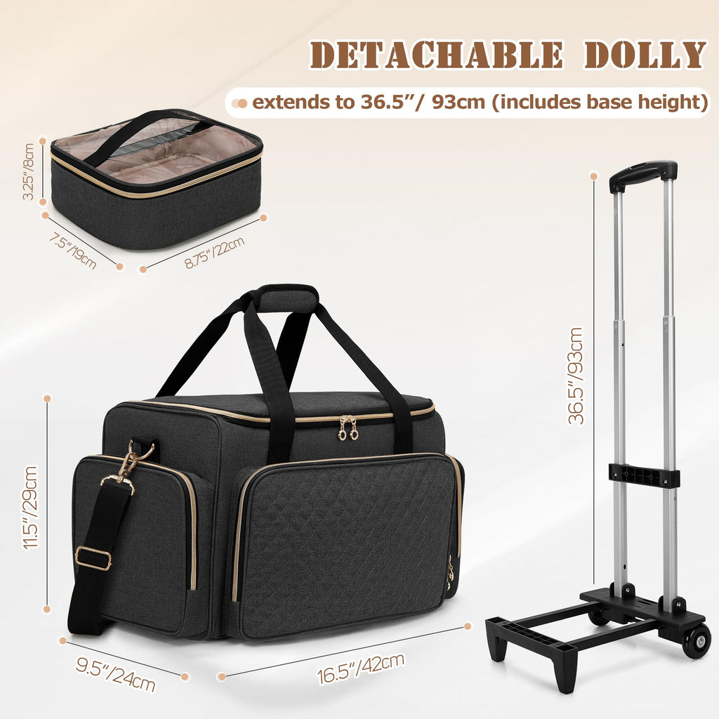 LUXJA Rolling Makeup Case with 3 Removable Makeup Bags and 1 Brush Holder