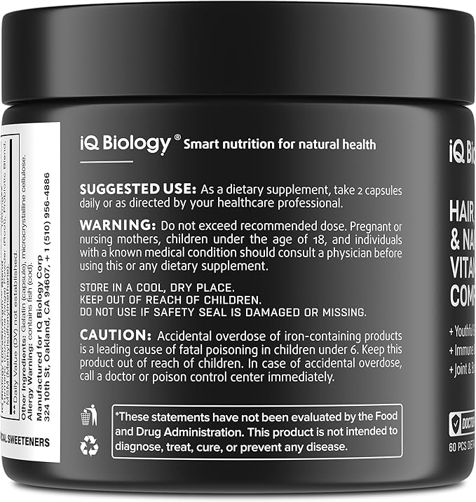 Biotin 10,000 mcg Supplement - Hair Growth Support for Women & Men, 120 pcs