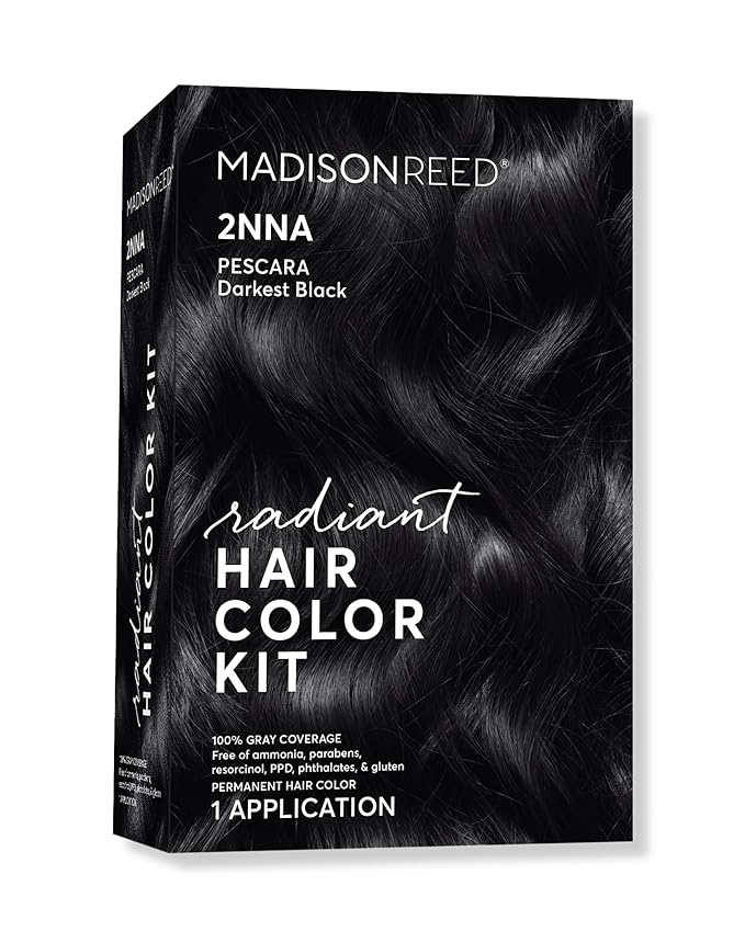 Madison Reed Radiant Hair Color Kit - 2NNA Darkest Cool Black with Ash Undertones (Pescara Black), Salon-Quality Permanent Hair Dye, 100% Gray Coverage | PPD-Free & Ammonia-Free, 1 Pack