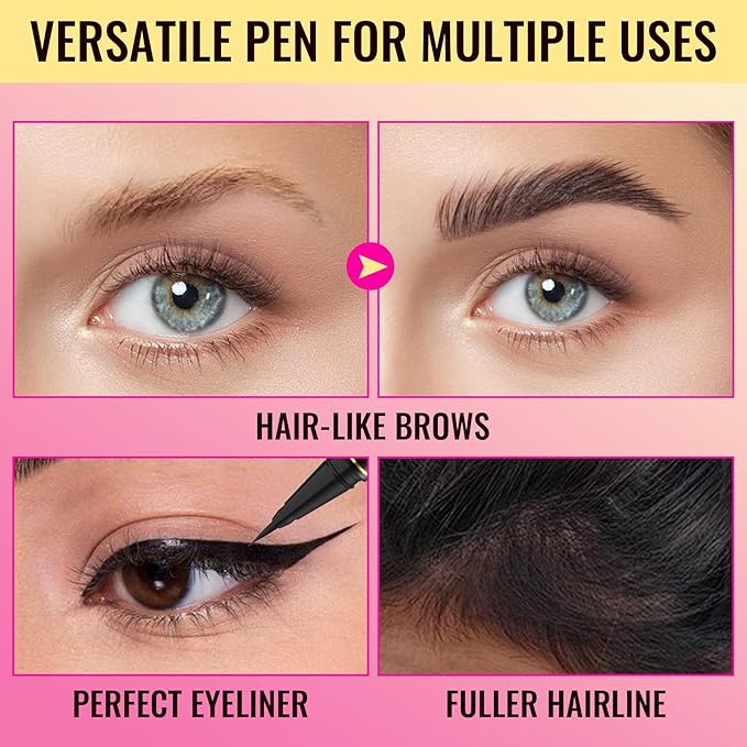Vevivia Dual-Tip Microblading Eyebrow Pencil & Clear Brow Gel, Black Brown
