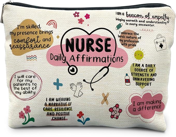 RYYCDOI Nurse Makeup Cosmetic Bags - Women's Appreciation & Graduation Gift with Daily Affirmations