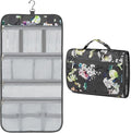 PAVILIA Hanging Toiletry Bag for Women Men, Large Foldable Toiletries Organizer with Hook, Water-Resistant Makeup Cosmetic Rollup Case, Clear Pockets for Bathroom, Gym, Cruise (Floral Grey)