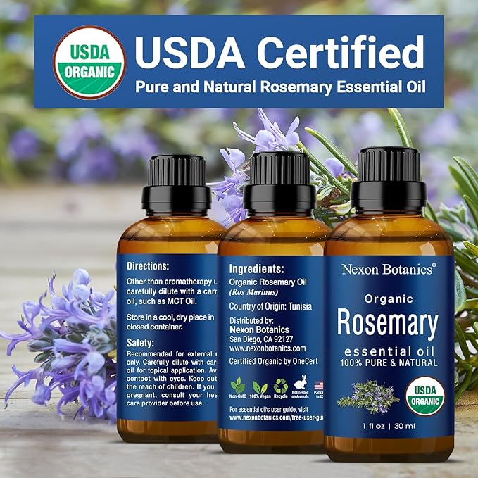 Organic Rosemary Essential Oil 30 ml - 100% Pure & Natural - Hexane Free