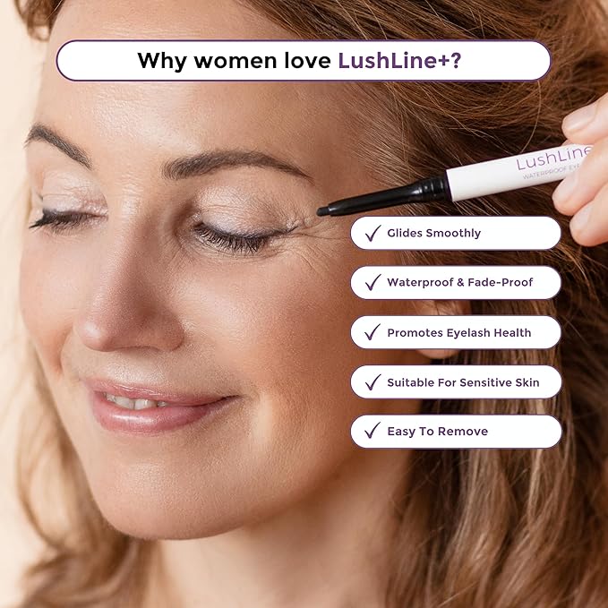 Rumi Cosmetiques LushLine+ Waterproof Eyeliner Pencil For Mature Women - Smudge Proof, Long-Lasting, Non Toxic, Soft Glide - Safe For Sensitive Eyes (Natural Grey)