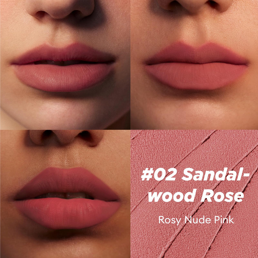 ITY Velvet Matte Finish Lip Stain-Mousse Textured Pudding Pot Lip Clay with Brush, Nude Shade, Dual-Use as Lipstick and Blush, Conceals Lip Lines, Rich Pigment, 0.21 oz (6g) in Sandalwood Rose