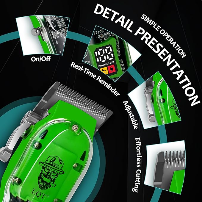LQT Professional Hair Clippers for Men, Cordless Rechargeable Beard Trimmer & Haircut Kit, Powerful Grooming Tool - Ideal Christmas, Father's Day Gift for Dad, Men