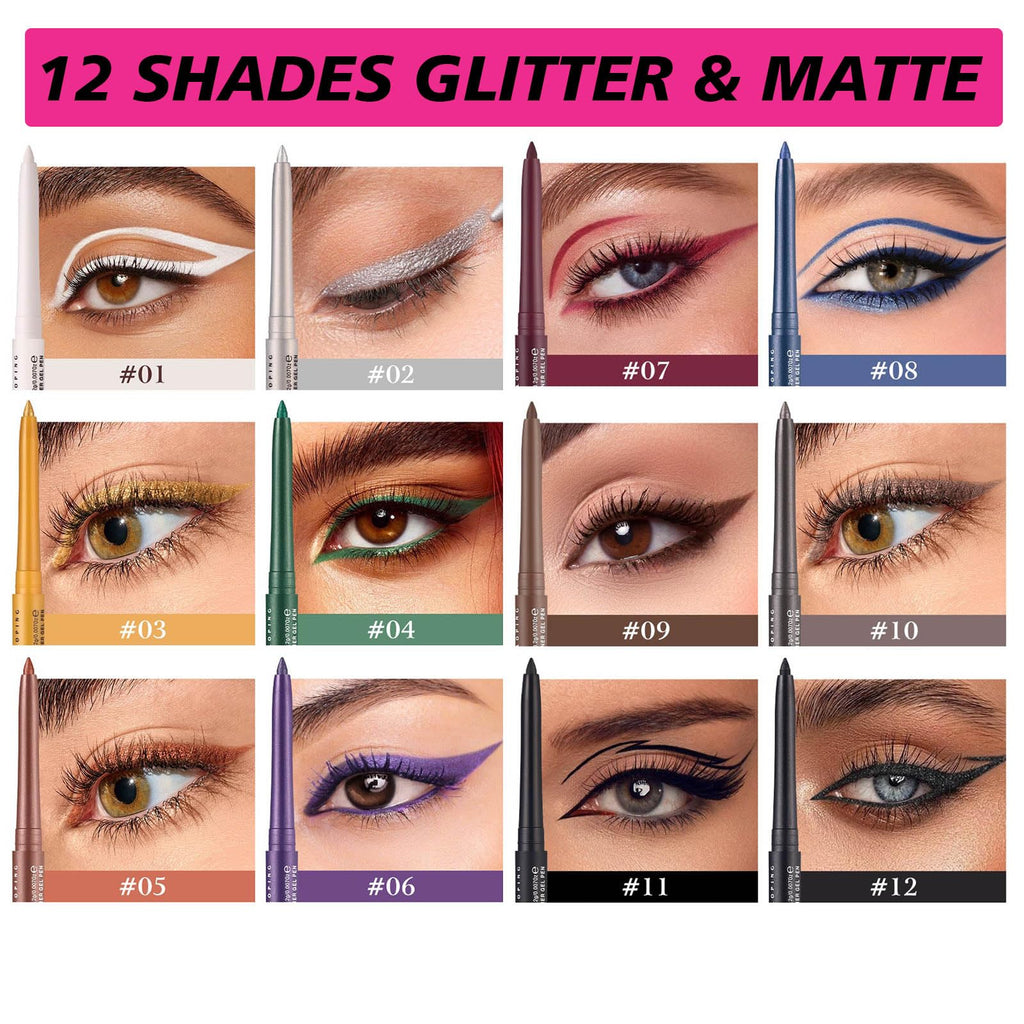 Mefyhtune Waterproof Eyeliner black Shimmer Retractable Black Gel Eyeliner Smudge-proof Hypoallergenic Makeup (11#)