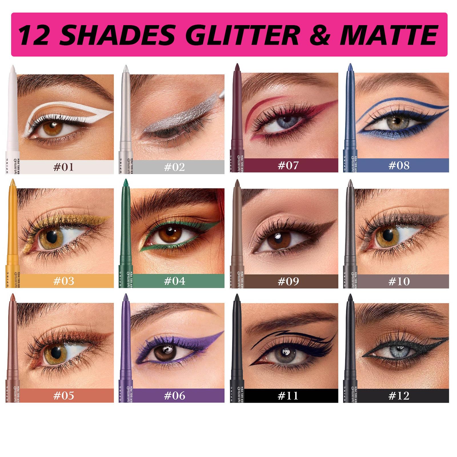 Mefyhtune Waterproof Eyeliner black Shimmer Retractable Black Gel Eyeliner Smudge-proof Hypoallergenic Makeup (11#)