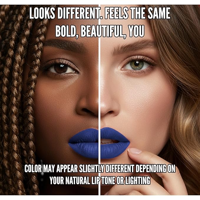 Mynena Hydrating Blue Matte Liquid Lipstick, Long Lasting Lip Stain - Mavi