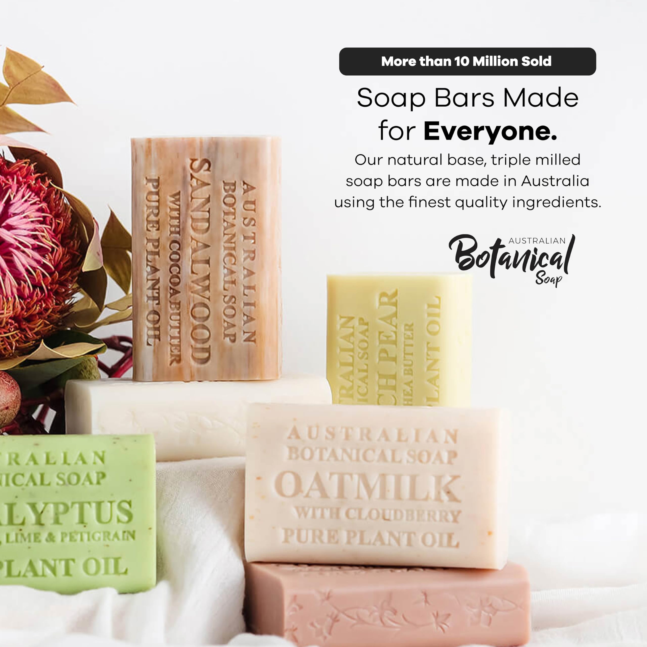 Australian Botanical Soap, Classic Goat Milk and Goat's Milk with Raspberry, 6.6 OZ, Triple Milled Bars made with Enriched with Organic Shea Butter, Pack of 8