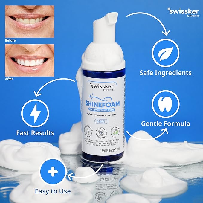 Swissker by Swissklip ShineFoam Teeth Whitening Foam – Stain Remover