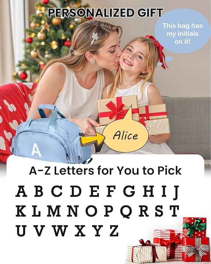 Festival Gifts for Daughter Friend Sister, Initial Gym Bags with Shoe Compartment, Dance Bag for Girls, Monogram Kid Overnight Bags, Small Travel Duffle Tote for Women (Letter B)