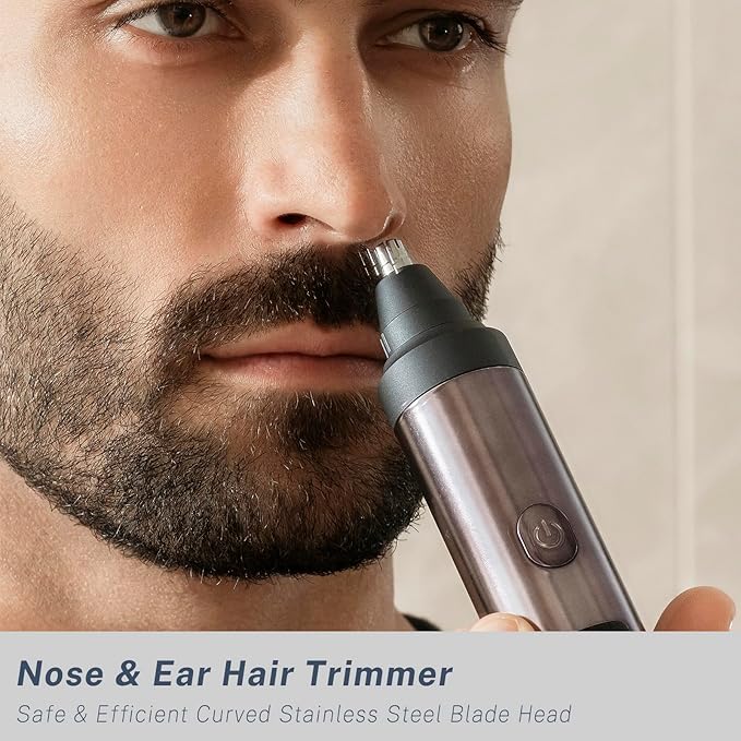 Aesfee Beard Trimmer for Men, 5-in-1 Waterproof Electric Razor & Hair Clippers Grooming Kit with 20 Precision Dial Lengths, USB-C Organizer & Charging Dock