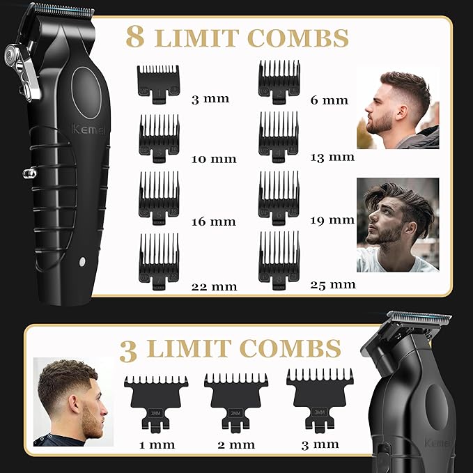 KEMEI Professional Hair Clippers Hair Trimmer Eletric Shaver Set for Men