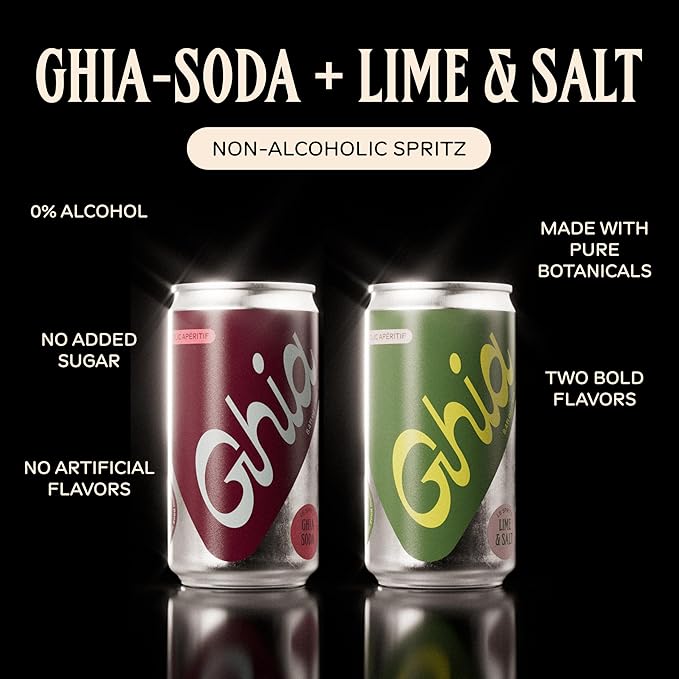 Ghia Non Alcoholic Le Spritz, Lime + Salt & Soda Combo 8-Pack