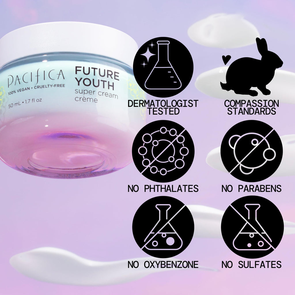 Pacifica Future Youth Super Cream – Daily Anti-Aging Moisturizer for All Skin Types, Lightweight Hydration with Advanced Peptides & Antioxidants, Improves Firmness & Elasticity, Vegan & Clean Beauty