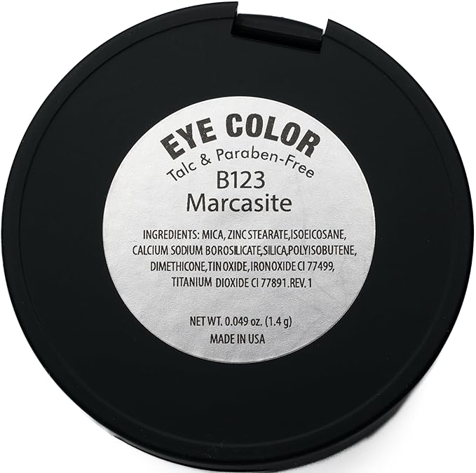 Pure Ziva Marcasite Shimmering Glitter Black Onyx Chrome Dark Grey Pressed Powder Single Vegan Eyeshadow; Talc, Paraben & Cruelty Free