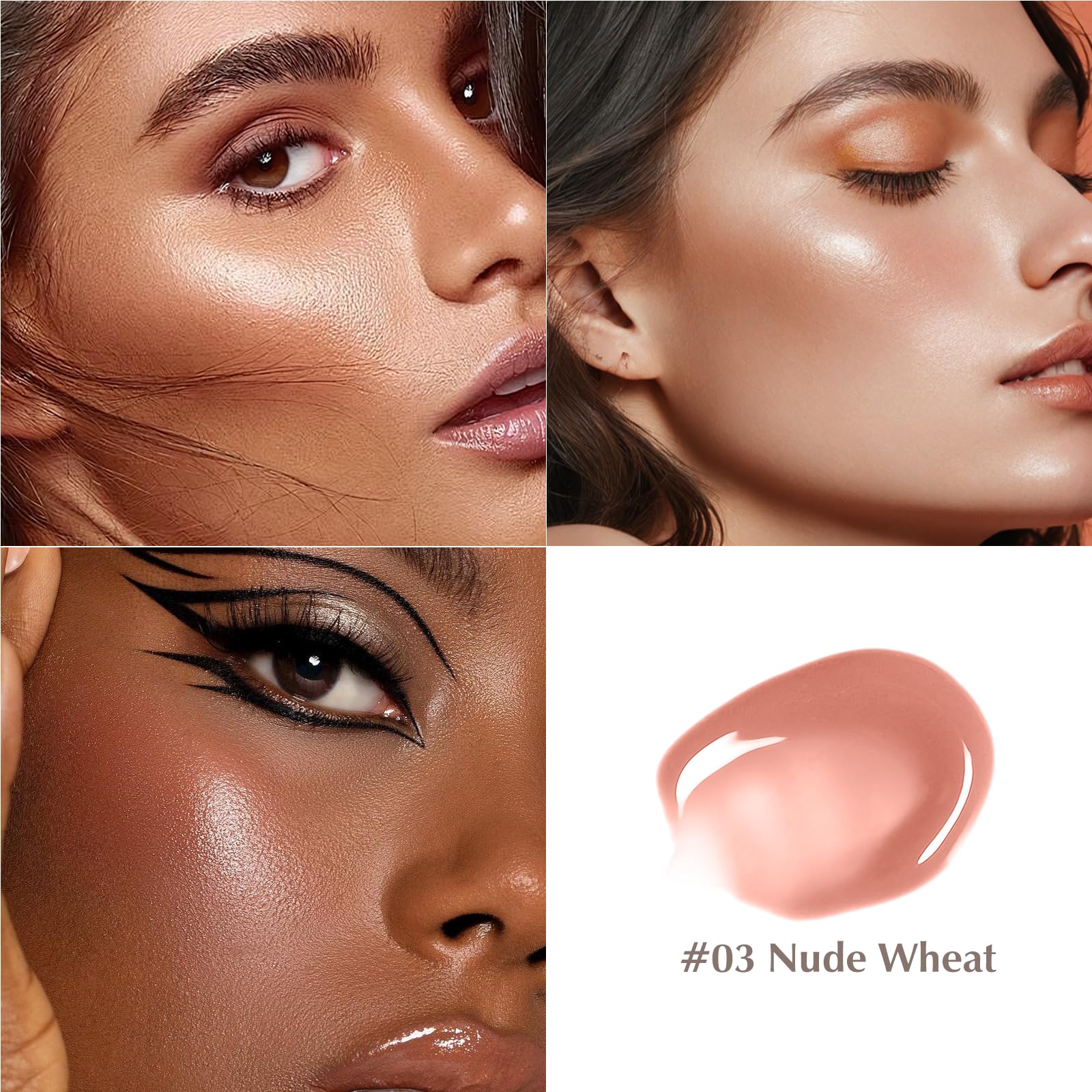 Wugbc Nude Wheat Blush Stick, Glowing Cream Blush Makeup Multi-Use for Cheeks Lips Body, Hydrating Natural Lightweight Iluminadores De Maquillaje Buildable Watercolor Face Balm Highlighter Stick