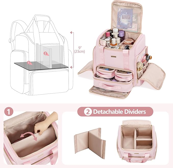 Prokva Large Makeup Backpack, Double-Layer Professional Makeup Travel Case